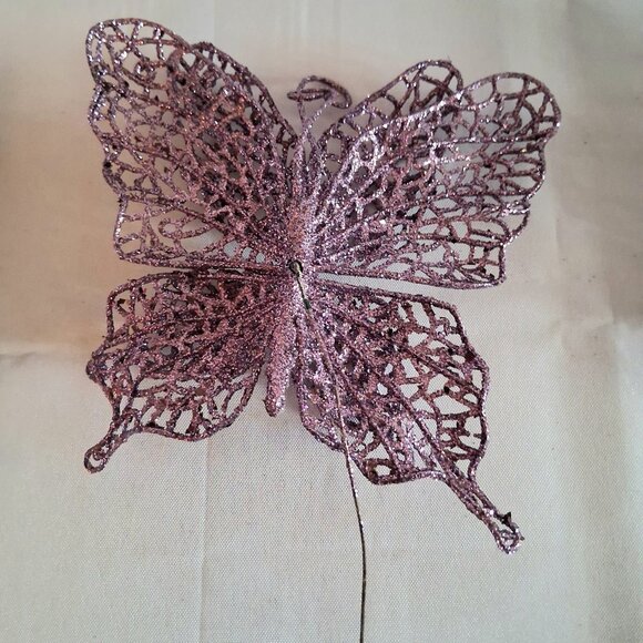 Lot of 6 Purple Glitter Decorative Butterflies - Picture 6 of 10